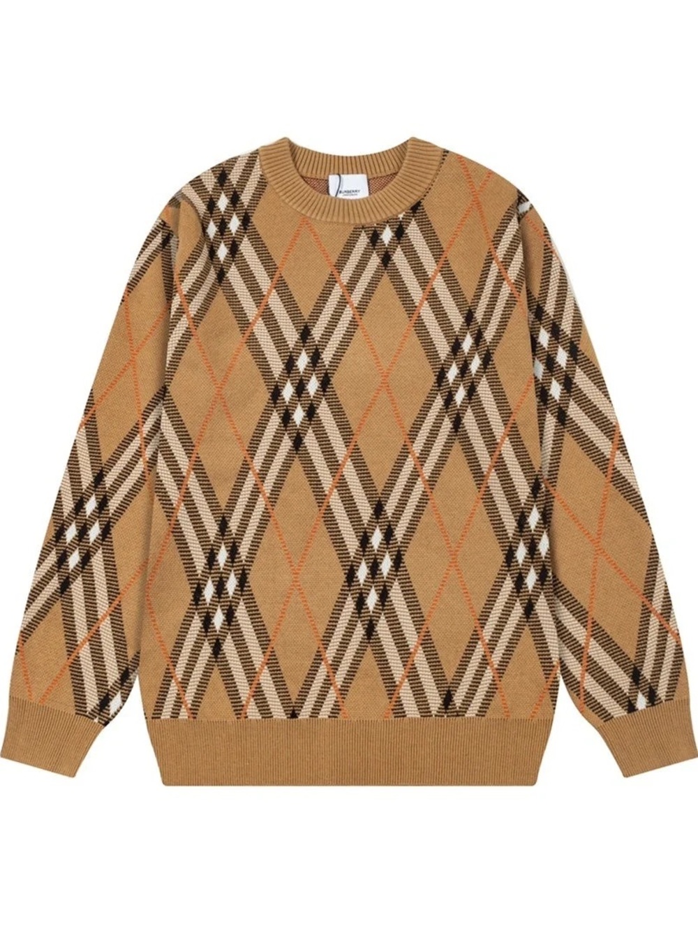 Burberry Men's Camel Argyle Knit Sweater